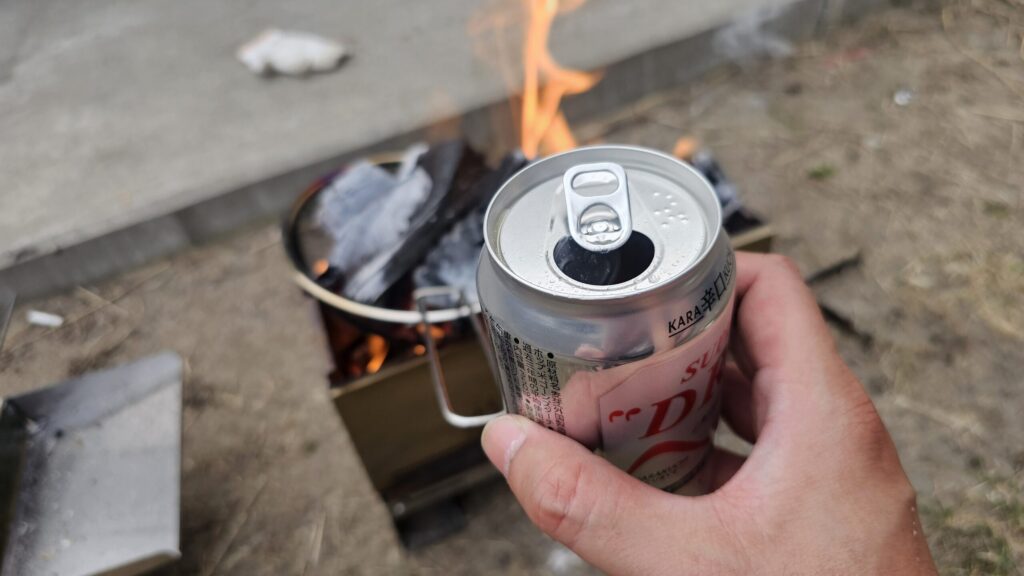 焚火とビール